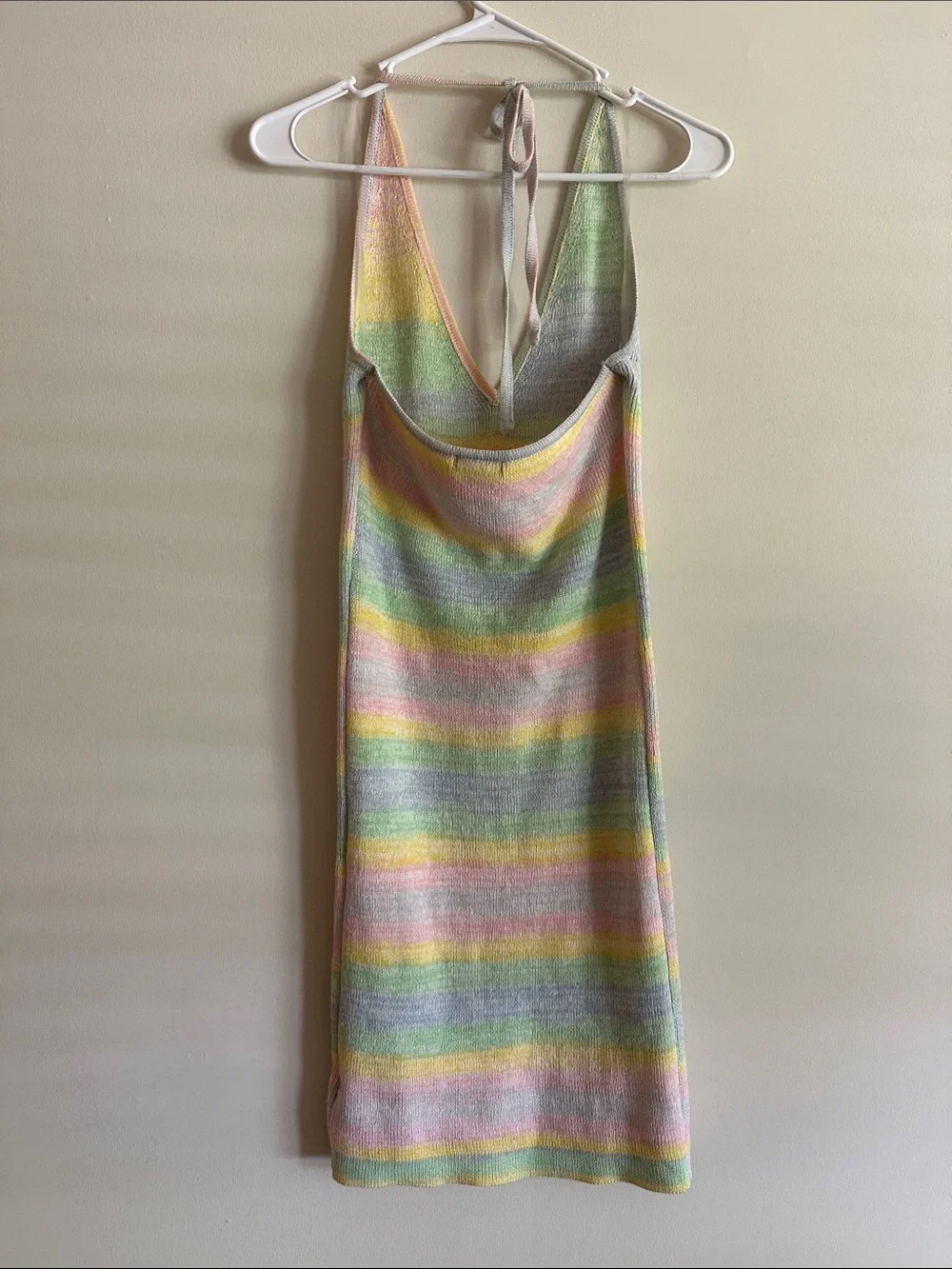 wild fable Pastel Striped V-Neck Knit Dress in Green, Pink, Yellow, Blue, Violet